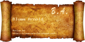 Blumm Arnold névjegykártya